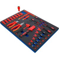 BGS Werkstattwageneinlage 3/3: VDE-Steckschlüssel-Satz | Antrieb Innenvierkant 10mm (3/8") | 26-tlg.