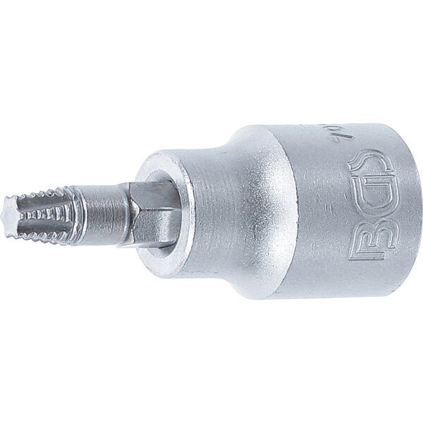 BGS Schraubenausdreher-Bit-Einsatz | Antrieb Innenvierkant 10 mm (3/8") | für defektes T-Profil (für Torx) T27