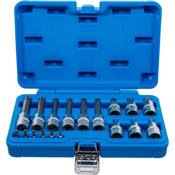 BGS Bit-Einsatz-Satz | Antrieb Innenvierkant 6,3 mm (1/4") / 12,5 mm (1/2") | T-Profil (für Torx) | 18-tlg.