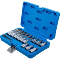 BGS Bit-Einsatz-Satz | Antrieb Innenvierkant 6,3 mm (1/4") / 12,5 mm (1/2") | Innenvielzahn (für XZN) | 18-tlg.