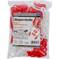 BGS DIY Absperrkette | rot / weiß | 4 Karabiner | Kunststoff | 7,5 m