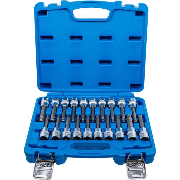 BGS Bit-Einsatz-Satz | Antrieb Innenvierkant 12,5 mm (1/2") | Innensechskant, T-Profil (für Torx), Innenvielzahn (für XZN) mit Kugelkopf | 20-tlg.