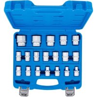 BGS Steckschlüssel-Einsatz-Satz, Sechskant | Antrieb Innenvierkant 12,5 mm (1/2") | SW 8 - 32 mm | 19-tlg.