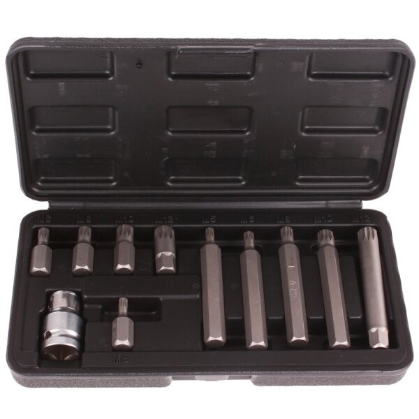 BGS DIY Bit-Satz | Antrieb Außensechskant 10 mm (3/8") | Innenvielzahn (für XZN) | 11-tlg.