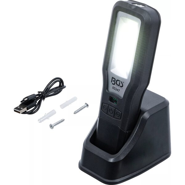 BGS COB-LED Arbeits-Leuchte | klappbar | mit Ladestation