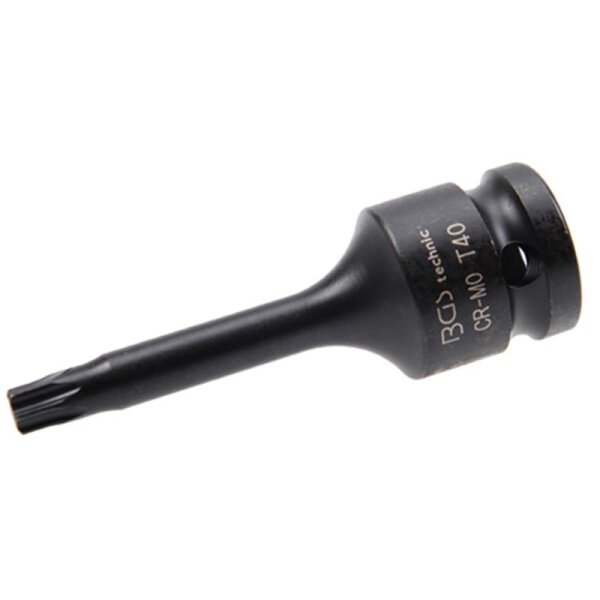 BGS Kraft-Bit-Einsatz | Länge 75 mm | Antrieb Innenvierkant 12,5 mm (1/2") | T-Profil (für Torx) T40