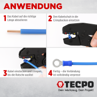 TECPO Kabelschuh- Crimpzange 0,5-6 mm für isolierte Kabelverbinder