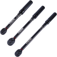 TECPO Drehmomentschlüssel-Set 32-tlg. 1/4" 3/8" 1/2" mit Bits, Stecknüssen und Zubehör für 5–200 Nm