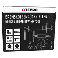 TECPO Druckluft Bremskolbenrücksteller Set 8-tlg. | Universal Bremskolben Werkzeug | verstellbare Adapter 2-Pin 3-Pin 4-Pin | 3/8"