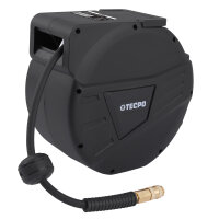 TECPO Druckluftschlauch-Aufroller 10 m mit Hybrid-Schlauch, Stoppfunktion, 1/4" BSPT Anschluss und schwenkbarer Wandhalterung
