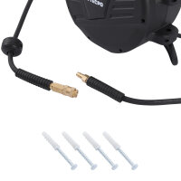 TECPO Druckluftschlauch-Aufroller 10 m mit Hybrid-Schlauch, Stoppfunktion, 1/4" BSPT Anschluss und schwenkbarer Wandhalterung