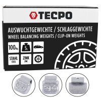TECPO Auswuchtgewichte - Schlaggewichte 5g Zink für Stahlfelgen, 100-tlg.