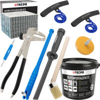 TECPO Auswuchtzange + Felgenkantenschutz + Klebegewicht Schaber Entferner + Ventileinzieher + Reifen Montagepaste mit Pinsel + Auswucht Gewichte + Radierer