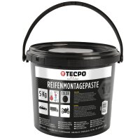 TECPO Reifenmontagepaste schwarz 5 kg + Pinsel + Auswuchtzange + Einziehwerkzeug + Radierer + Schaber