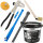 TECPO Reifenmontagepaste schwarz 5 kg + Pinsel + Auswuchtzange + Einziehwerkzeug + Radierer + Schaber