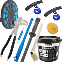 TECPO Auswuchtzange + Felgenkantenschutz + Klebegewicht Schaber Entferner + Ventileinzieher + Reifen Montagepaste mit Pinsel + Auswucht Gewichte + Radierer