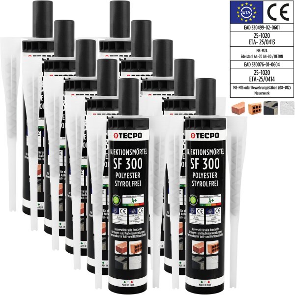 10x TECPO Injektionsmörtel SF 300 Verbundmörtel Montagemörtel 300ml