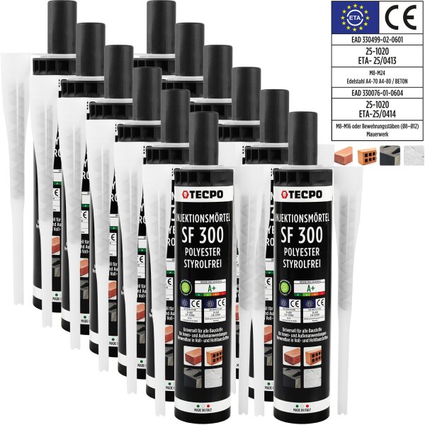 12x TECPO Injektionsmörtel SF 300 Verbundmörtel Montagemörtel 300ml