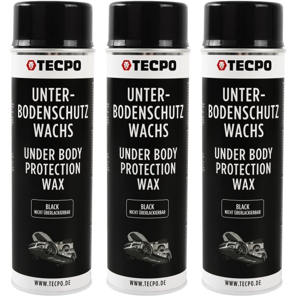 3x TECPO Unterbodenschutz Wachs schwarz, 500 ml