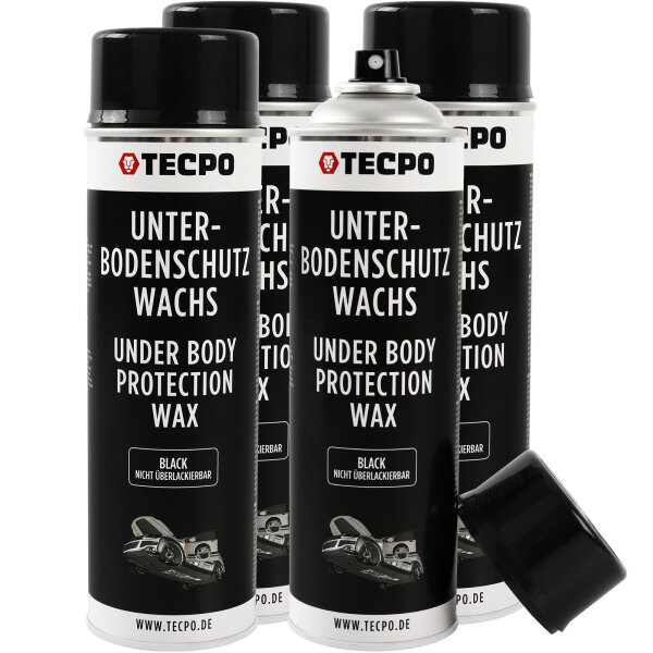 4x TECPO Unterbodenschutz Wachs schwarz, 500 ml
