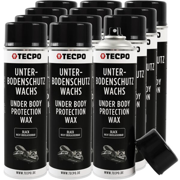 12x TECPO Unterbodenschutz Wachs schwarz, 500 ml