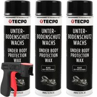 3x TECPO Unterbodenschutz Wachs schwarz, 500 ml +...