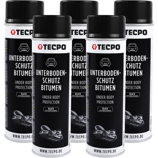 5x TECPO Unterbodenschutz Bitumen schwarz, 500 ml