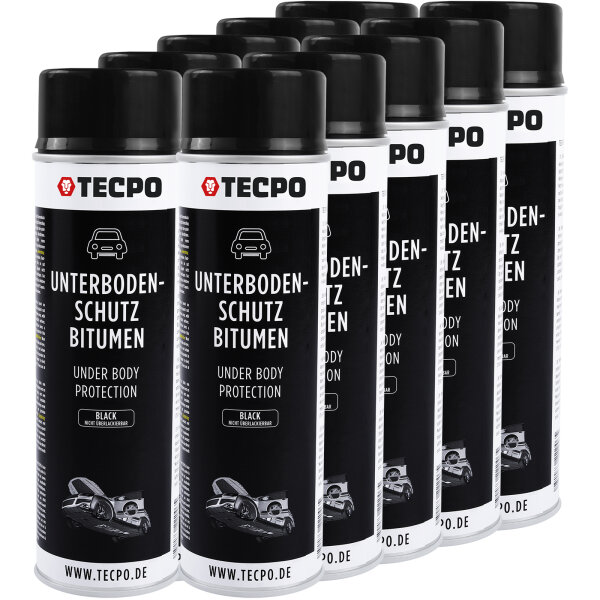 10x TECPO Unterbodenschutz Bitumen schwarz, 500 ml