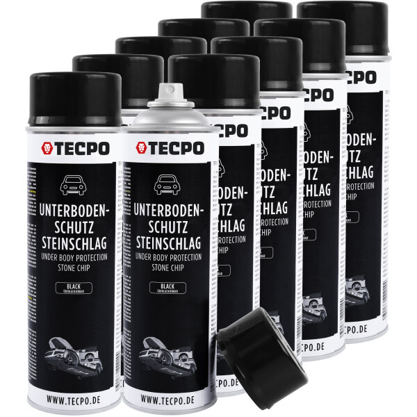 10x TECPO Unterbodenschutz überlackierbar schwarz, 500 ml