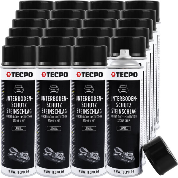 24x TECPO Unterbodenschutz überlackierbar schwarz, 500 ml