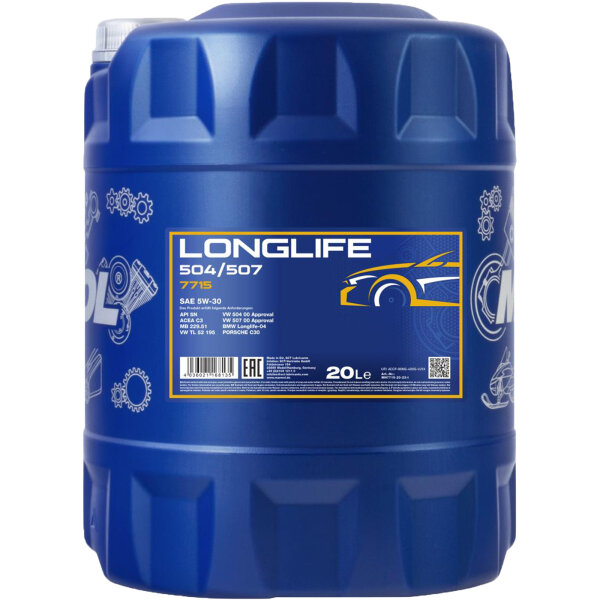 MANNOL 7715 5W-30 LONGLIFE 504/507, 20 Liter