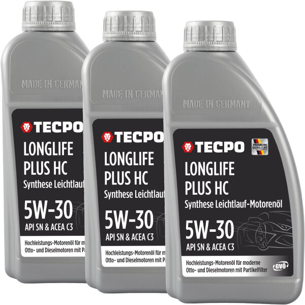 3L TECPO 5W-30 LONGLIFE PLUS MOTORÖL für VW 504.00 507.00 MB 229.31 229.51 BMW LL-04 C30