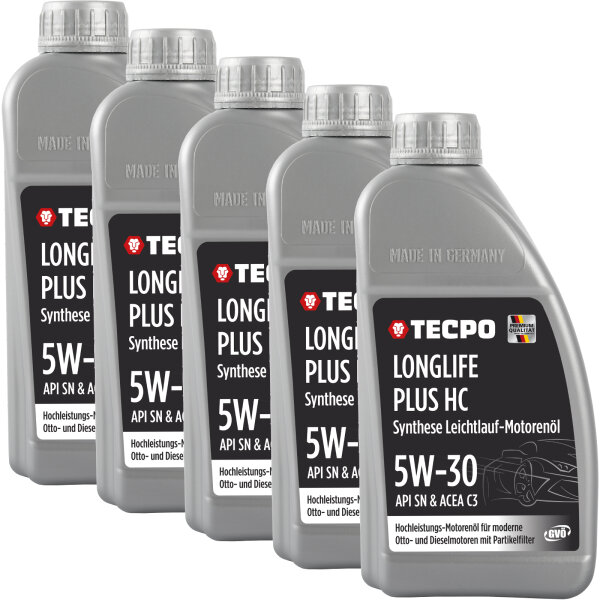 5L TECPO 5W-30 LONGLIFE PLUS MOTORÖL für VW 504.00 507.00 MB 229.31 229.51 BMW LL-04 C30