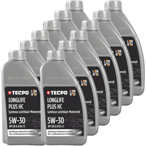 12L TECPO 5W-30 LONGLIFE PLUS MOTORÖL für VW 504.00 507.00 MB 229.31 229.51 BMW LL-04 C30