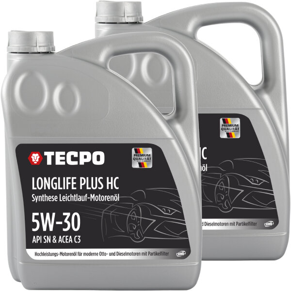 2x 5L TECPO 5W-30 LONGLIFE PLUS MOTORÖL für VW 504.00 507.00 MB 229.31 229.51 BMW LL-04 C30
