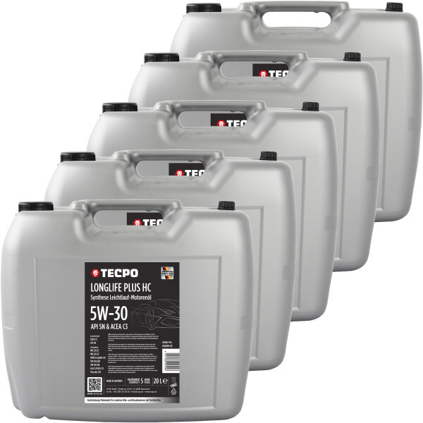 100L TECPO 5W-30 LONGLIFE PLUS MOTORÖL für VW 504.00 507.00 MB 229.31 229.51 BMW LL-04 C30