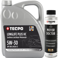 5L TECPO 5W-30 LONGLIFE PLUS MOTORÖL für VW 504.00 507.00 MB 229.31 229.51 BMW LL-04 C30 + Motor Doctor Motoröl Anti-Verschleißschutz, 300 ml