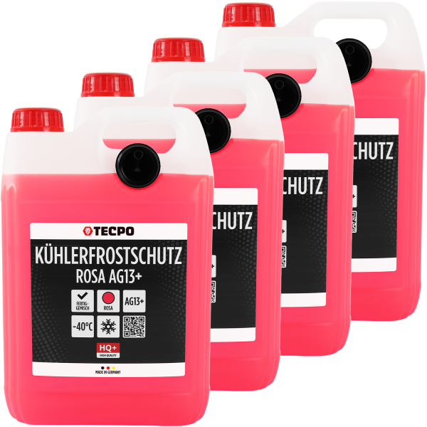 4x TECPO Kühlerfrostschutz Kühlmittel AG13+ rosa (-40 C°) Antifreeze 5L
