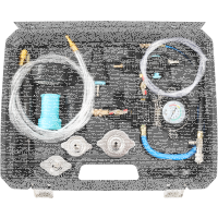 TECPO Kühlsystem Abdrückgerät 27-teilig + 5L Kühlerfrostschutz Kühlmittel AG13+ rosa (-40 C°) Antifreeze