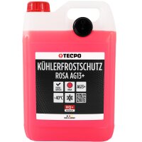 TECPO Kühlsystem Abdrückgerät 27-teilig + 5L Kühlerfrostschutz Kühlmittel AG13+ rosa (-40 C°) Antifreeze