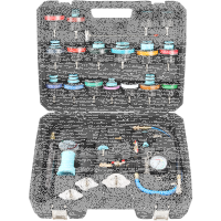 TECPO Kühlsystem Abdrückgerät 27-teilig + 5L Kühlerfrostschutz Kühlmittel AG13+ rosa (-40 C°) Antifreeze