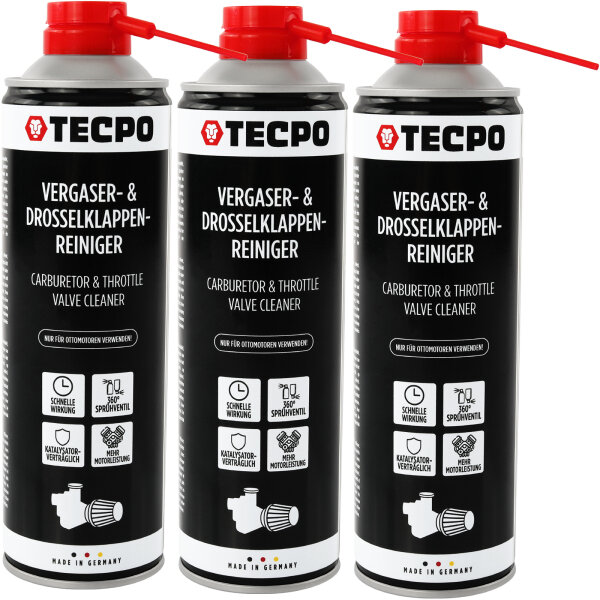 TECPO Vergaser & Drosselklappen Reiniger Ansaug-System-Reinigung 3x500 ml