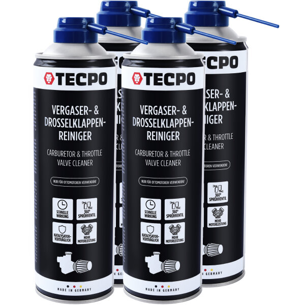 TECPO Vergaser & Drosselklappen Reiniger Ansaug-System-Reinigung 4x500 ml