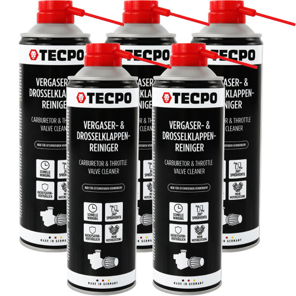 TECPO Vergaser & Drosselklappen Reiniger Ansaug-System-Reinigung 5x500 ml