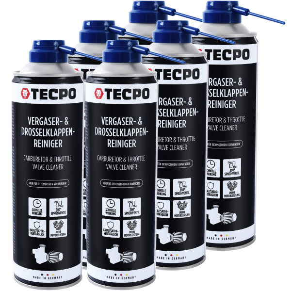 TECPO Vergaser & Drosselklappen Reiniger Ansaug-System-Reinigung 6x500 ml