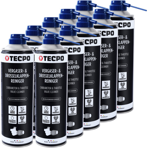 TECPO Vergaser & Drosselklappen Reiniger Ansaug-System-Reinigung 10x500 ml