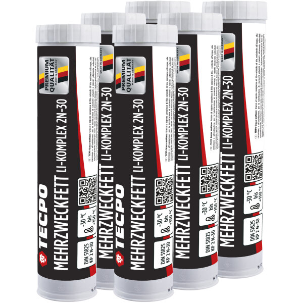 TECPO Mehrzweckfett 6x400g Hochleistungs Li-Komplex Schmierfett KP 2N-30 Lithium Fett