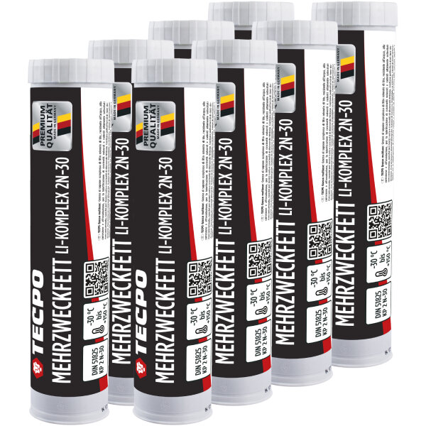 TECPO Mehrzweckfett 8x400g Hochleistungs Li-Komplex Schmierfett KP 2N-30 Lithium Fett