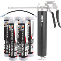 TECPO Mehrzweckfett 5x400g Hochleistungs Li-Komplex Schmierfett KP 2N-30 Lithium Fett + Einhand-Fettpresse