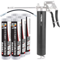 TECPO Mehrzweckfett 6x400g Hochleistungs Li-Komplex Schmierfett KP 2N-30 Lithium Fett + Einhand-Fettpresse